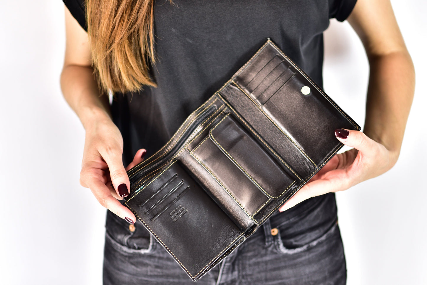 greek leather wallets for women