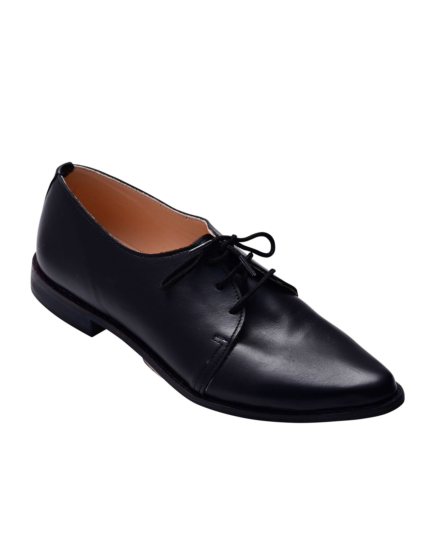 Women’s Black Leather Oxford Shoes, Seraphina - PinkyPromiseAccs