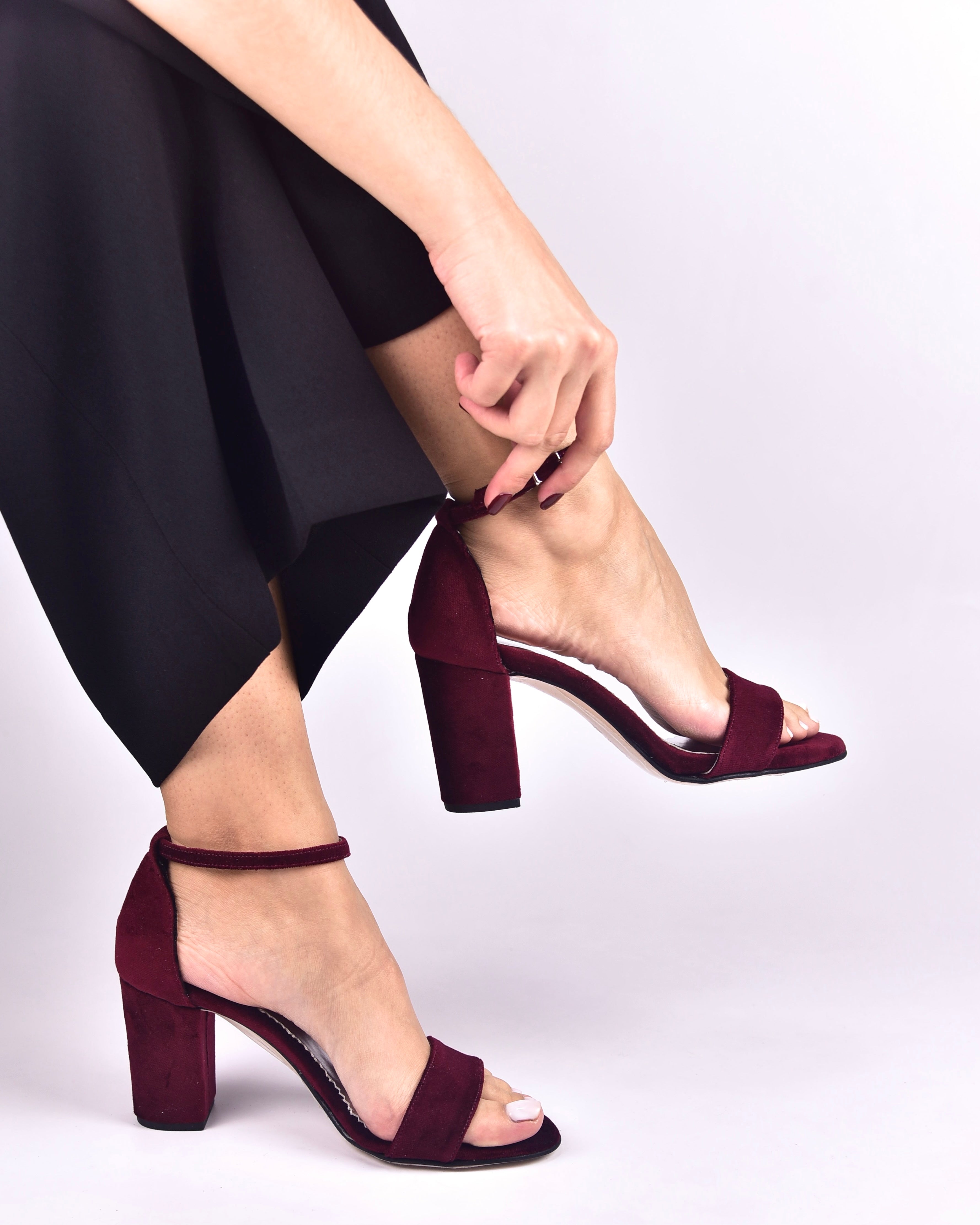 Ankle Strap Burgundy Sparkle Shoes Burgundy Rock Glitter Block