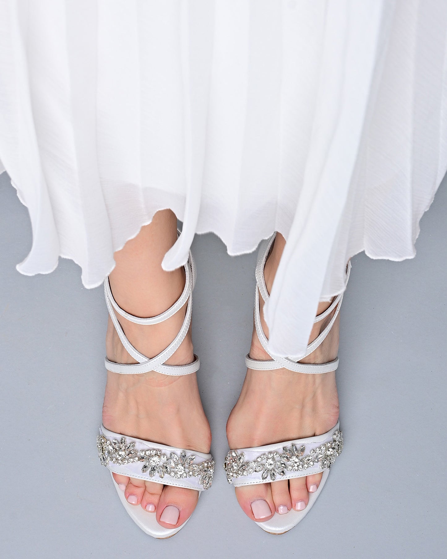 White Leather Wedding Heels, Clio - PinkyPromiseAccs