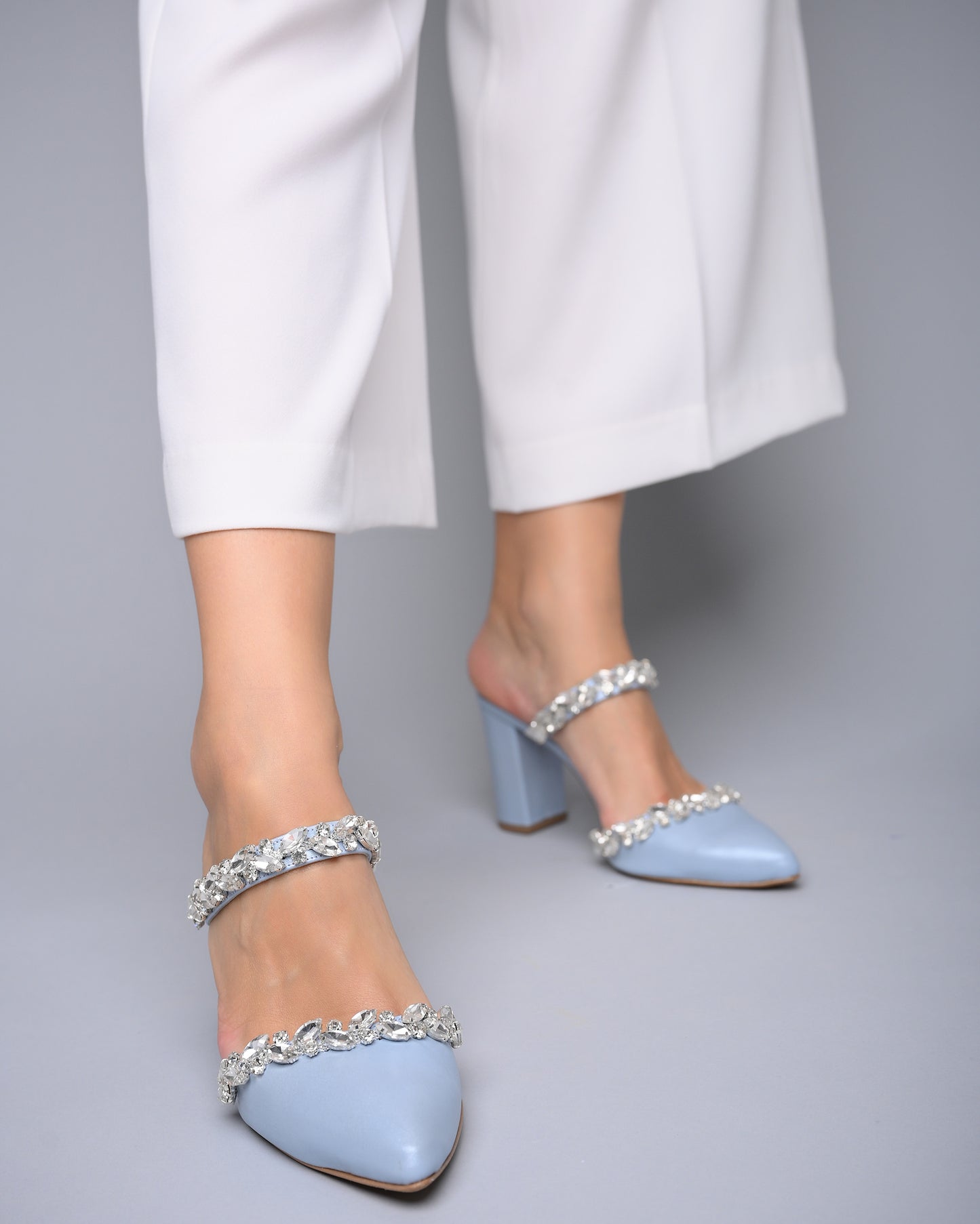 Blue Leather Wedding Shoes, Chloris - PinkyPromiseAccs