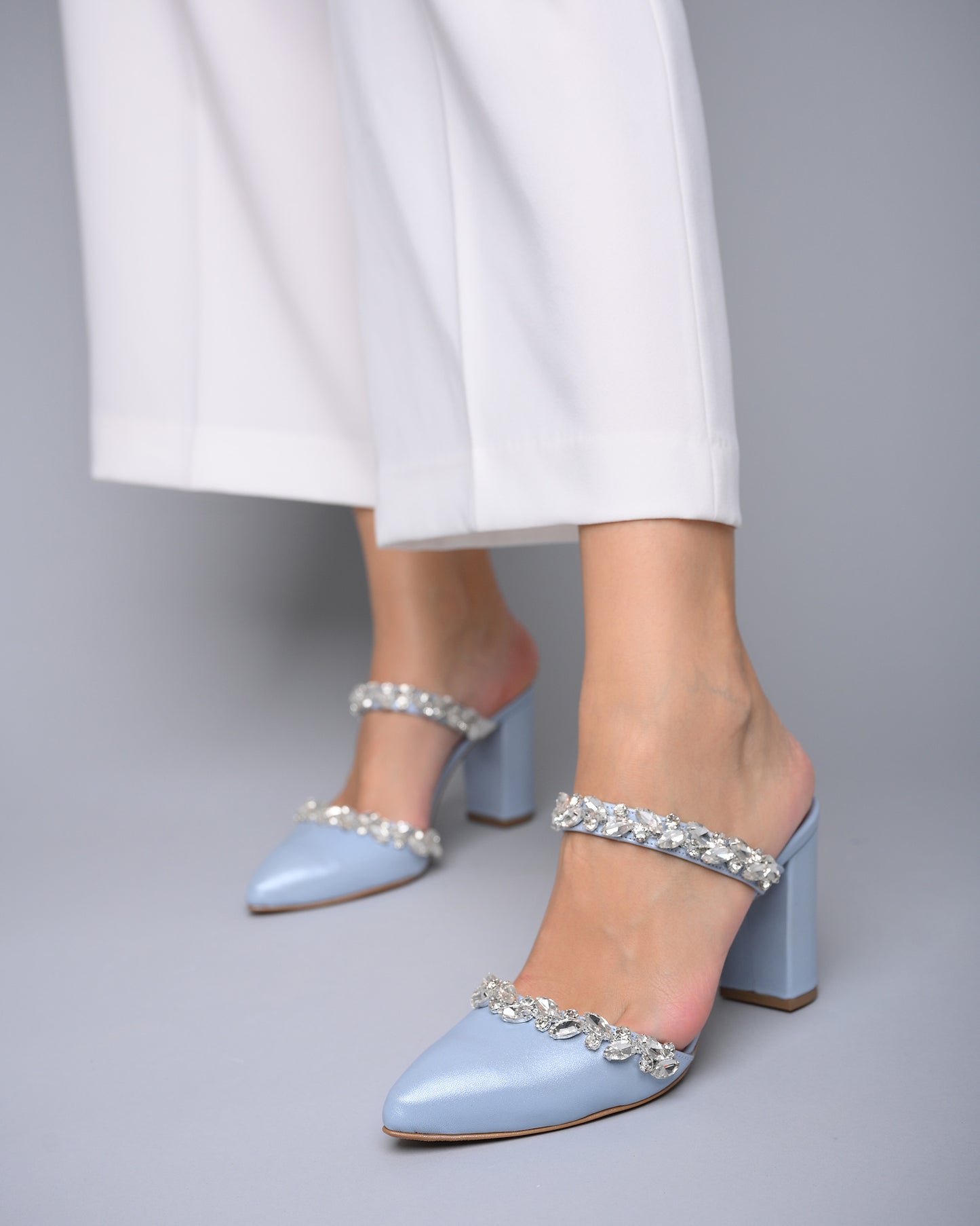 Blue Leather Wedding Shoes, Chloris - PinkyPromiseAccs