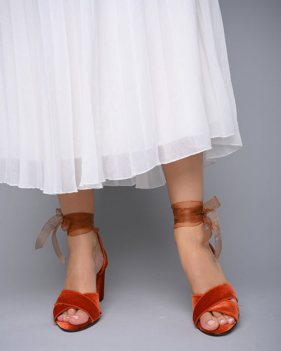 velvet wedding block heels