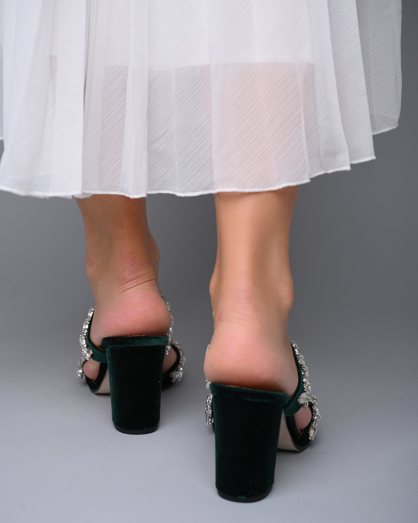 velvet wedding block heels
