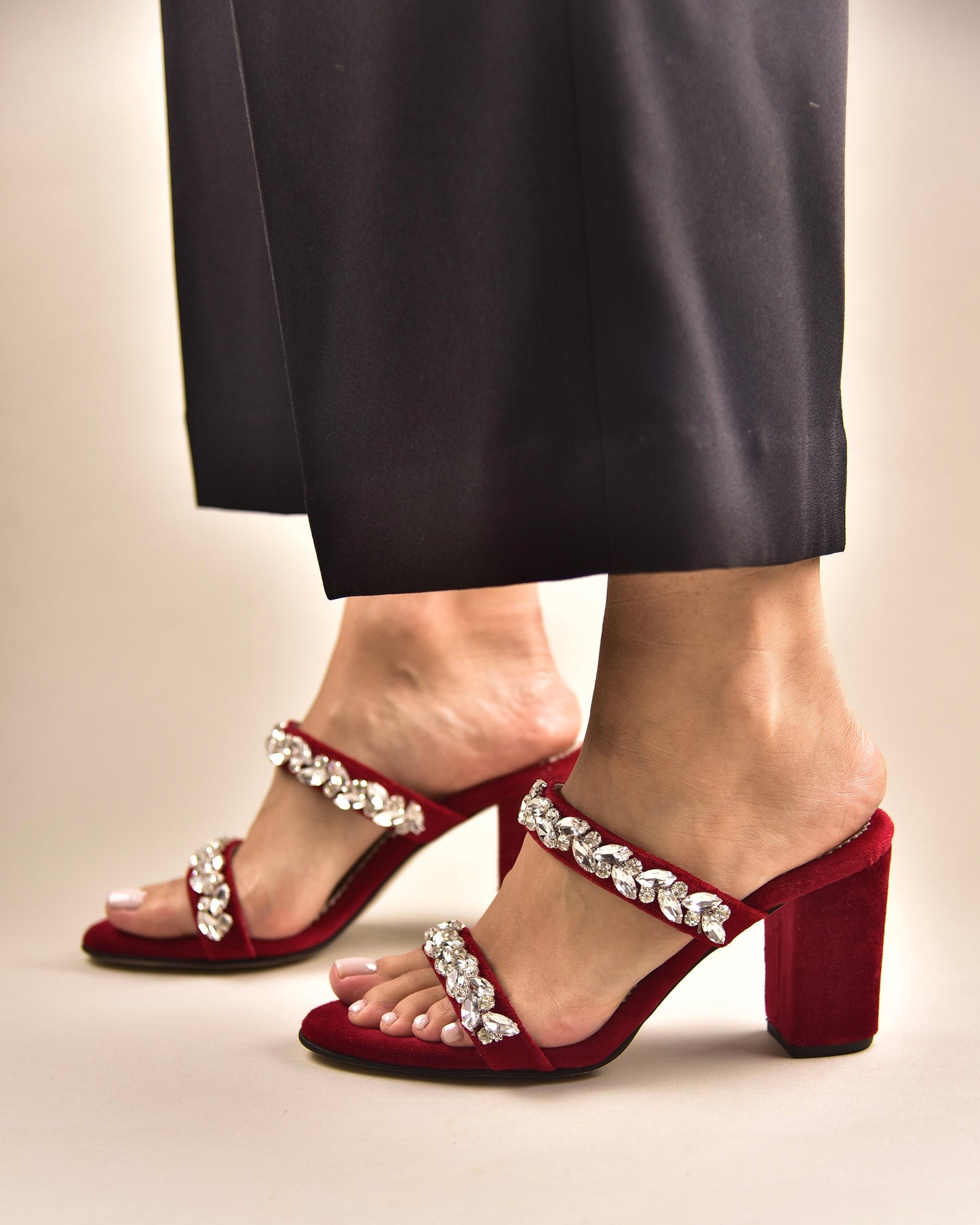 Red Velvet Party Shoes, Petals in Sparkle - PinkyPromiseAccs