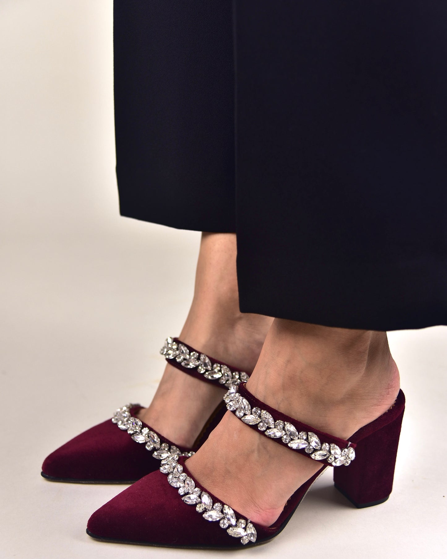 Burgundy Velvet Wedding Shoes, Chloris - PinkyPromiseAccs