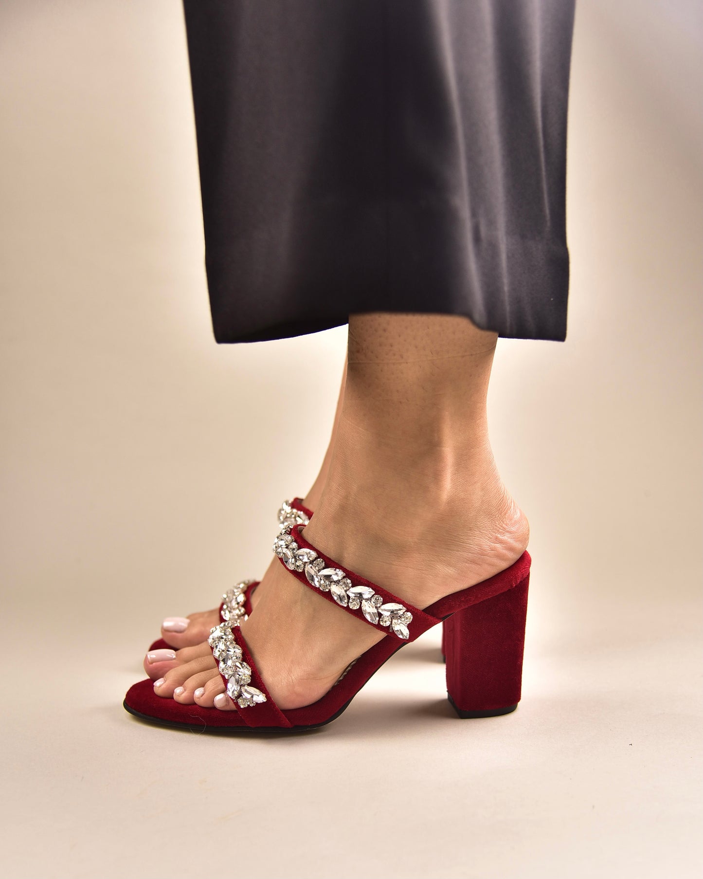 Red Velvet Party Shoes, Petals in Sparkle - PinkyPromiseAccs