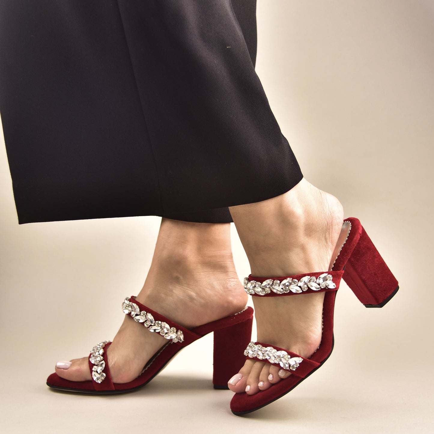 Red Velvet Party Shoes, Petals in Sparkle - PinkyPromiseAccs