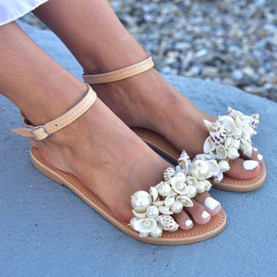 sandals with shells, wedding sandals beach