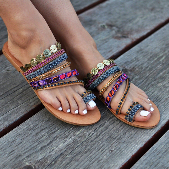 bohemian leather sandals, boho sandals