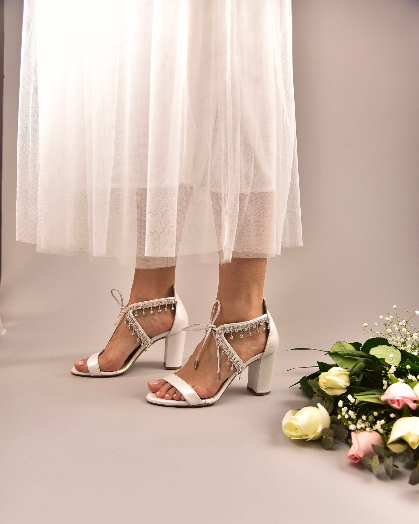 White Crystal Wedding Heels, Under the Star Rain - PinkyPromiseAccs