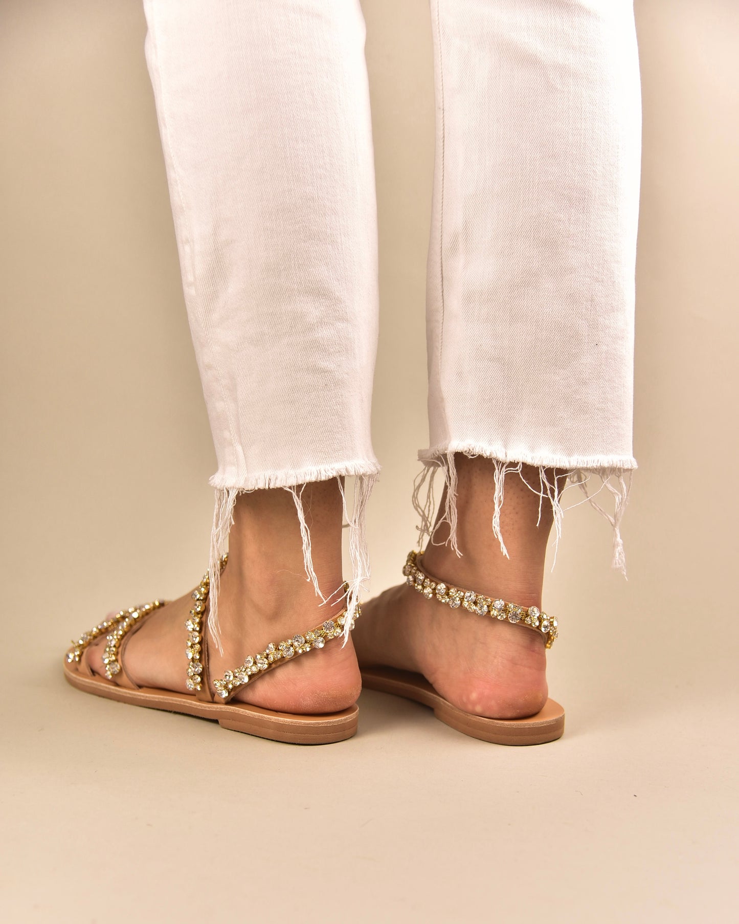 Wedding Leather Sandals, Diamond Loop - PinkyPromiseAccs
