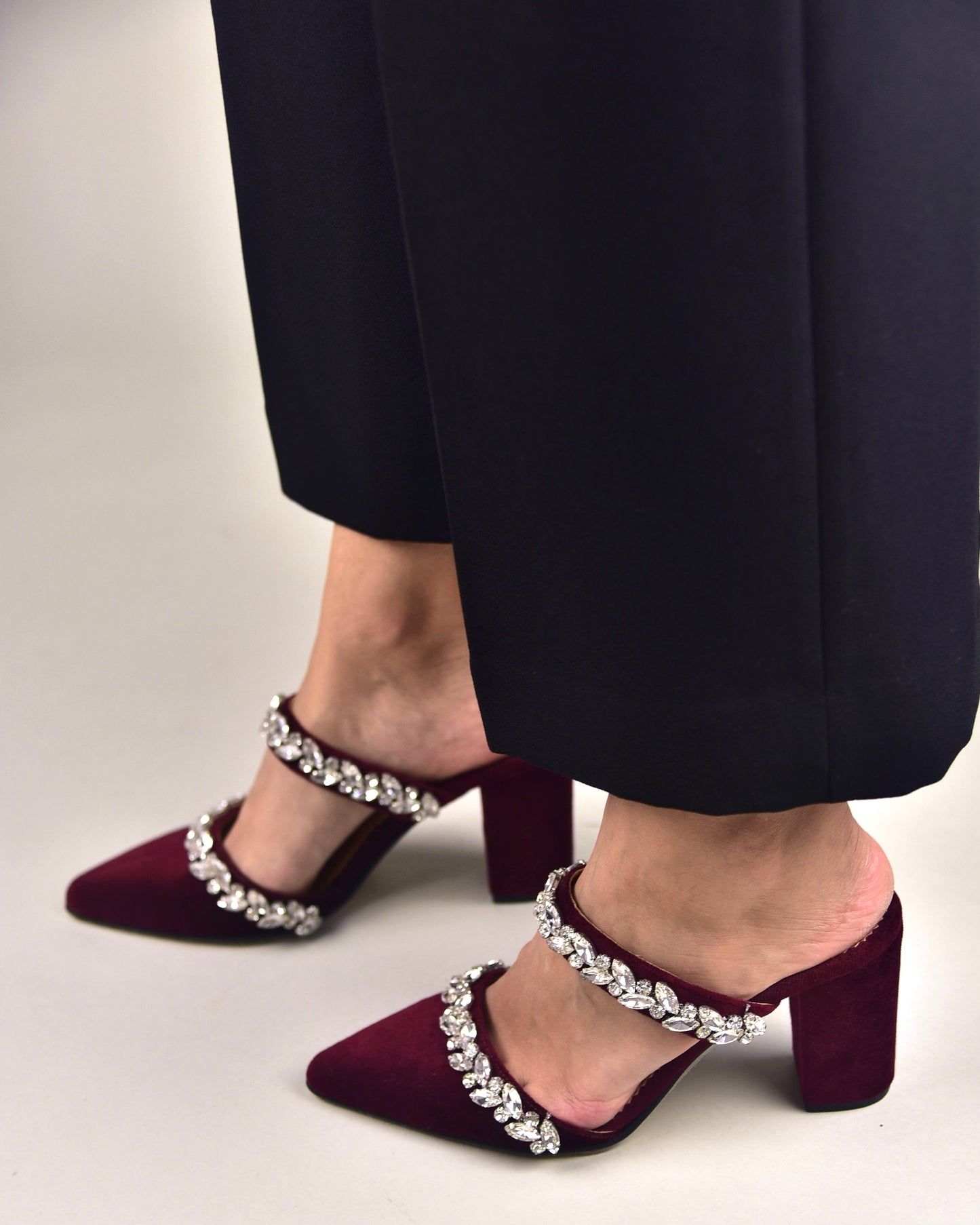 Burgundy Velvet Wedding Shoes, Chloris - PinkyPromiseAccs