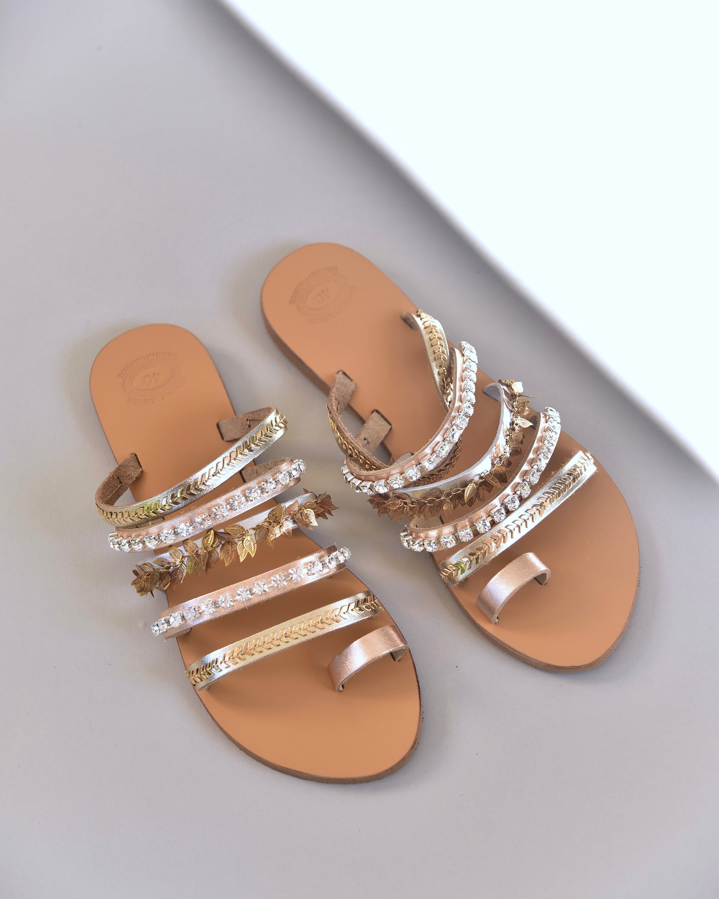 Beach Wedding Sandals, Leaves in Glow - PinkyPromiseAccs