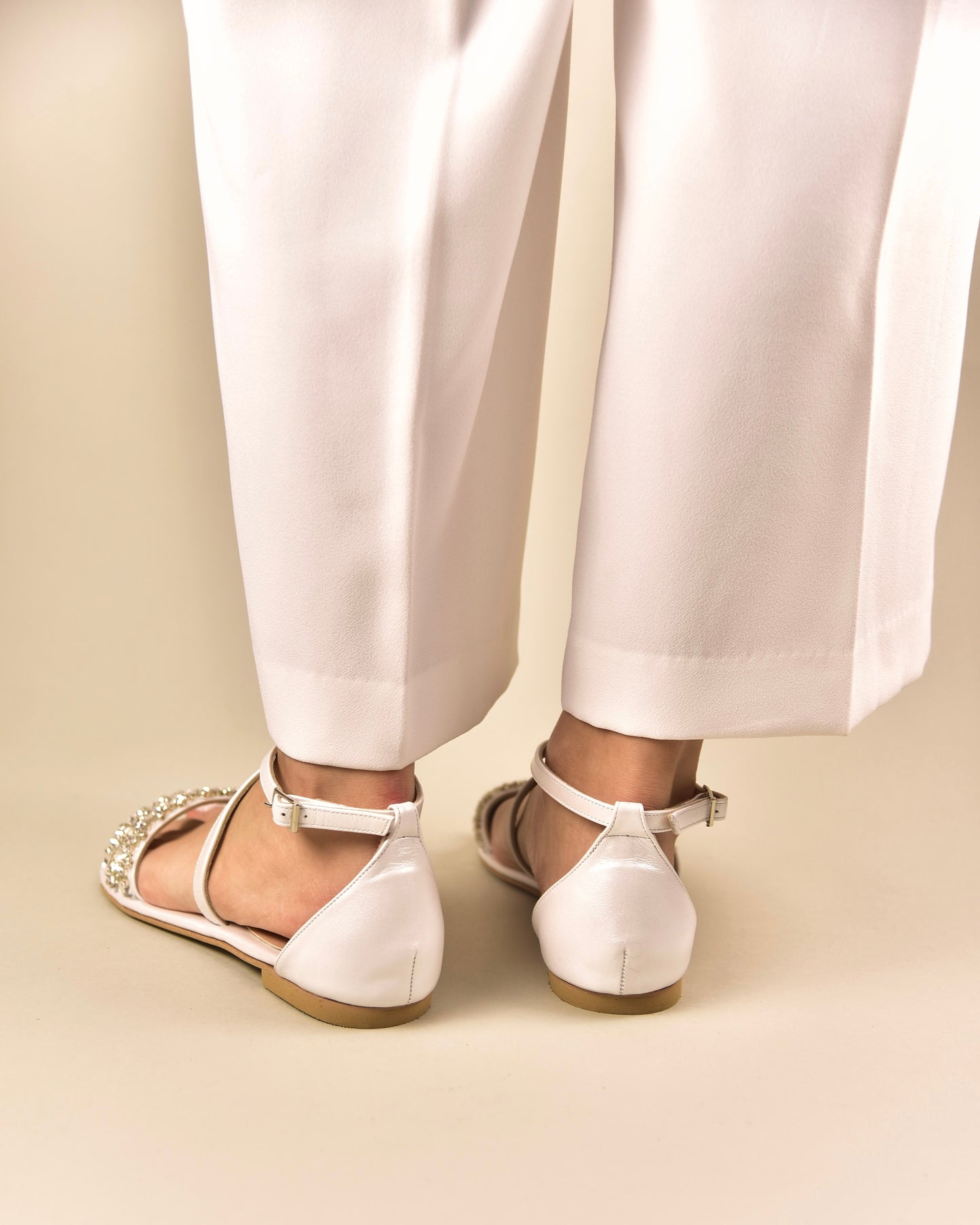 White Flat Wedding Shoes, Humble Glow - PinkyPromiseAccs