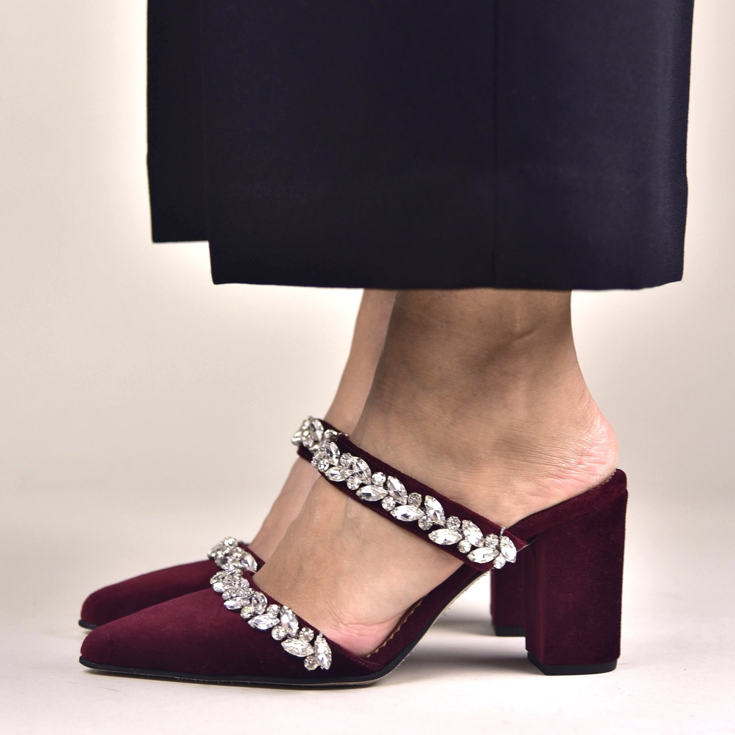 Burgundy Velvet Wedding Shoes, Chloris - PinkyPromiseAccs