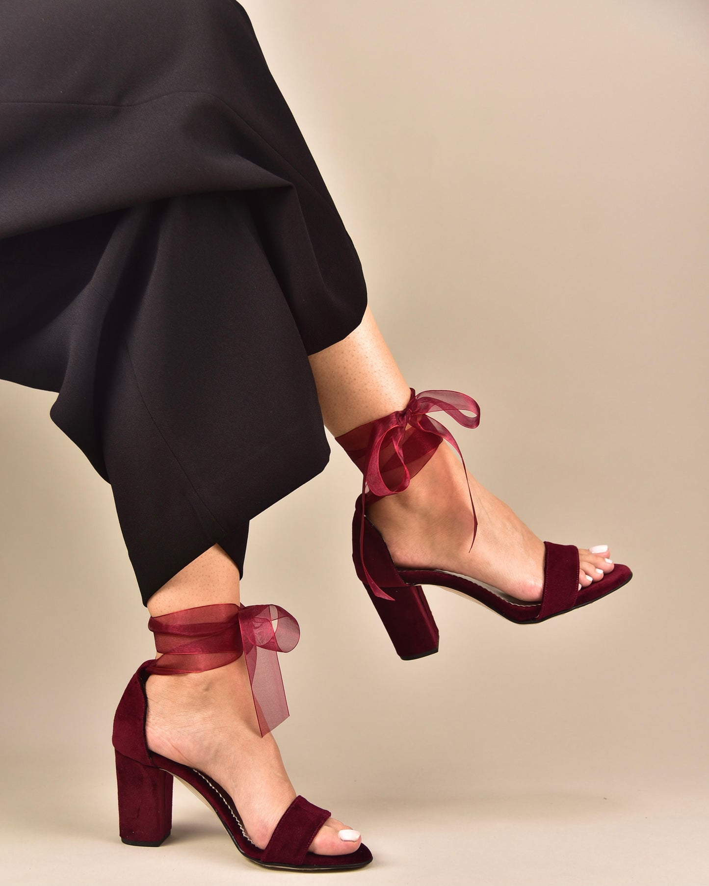 Burgundy Velvet Wedding Shoes, Tullenia - PinkyPromiseAccs
