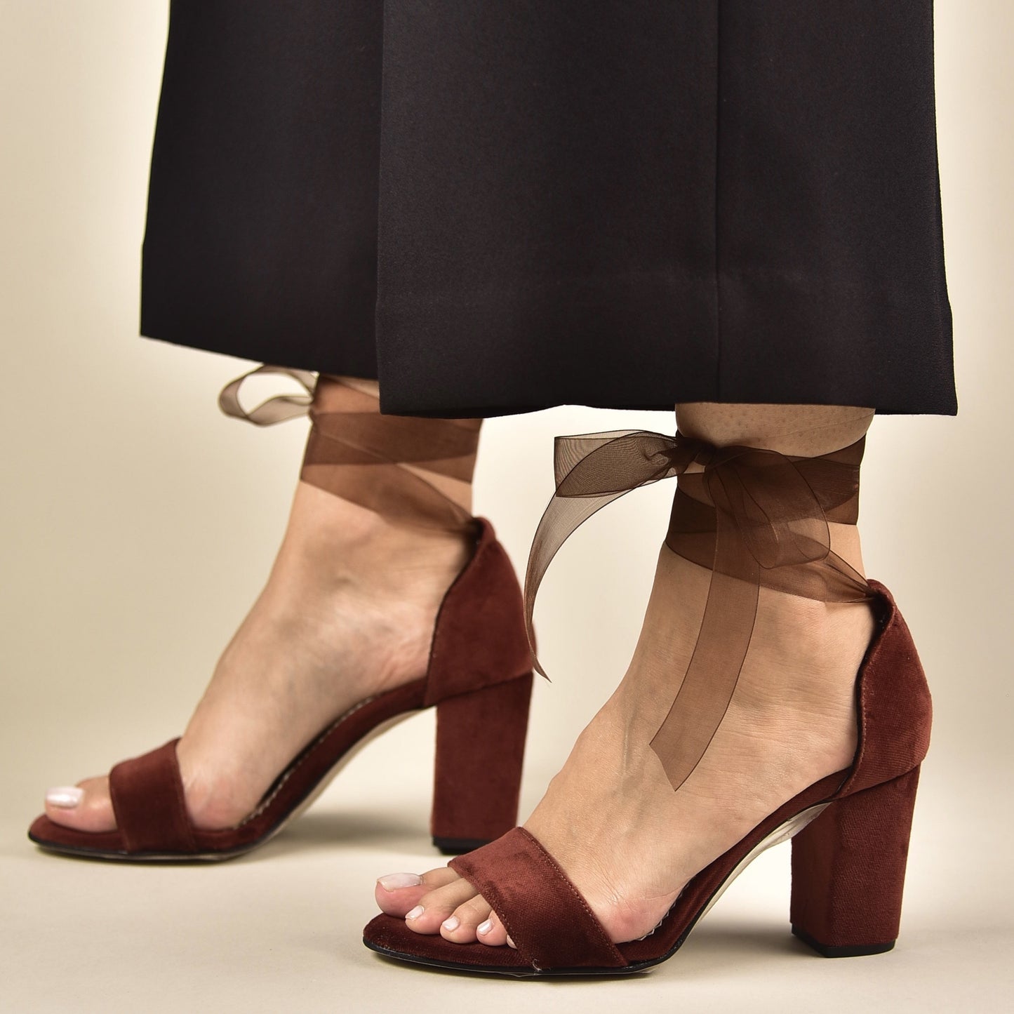 Brown Velvet Wedding Shoes, Tullenia - PinkyPromiseAccs