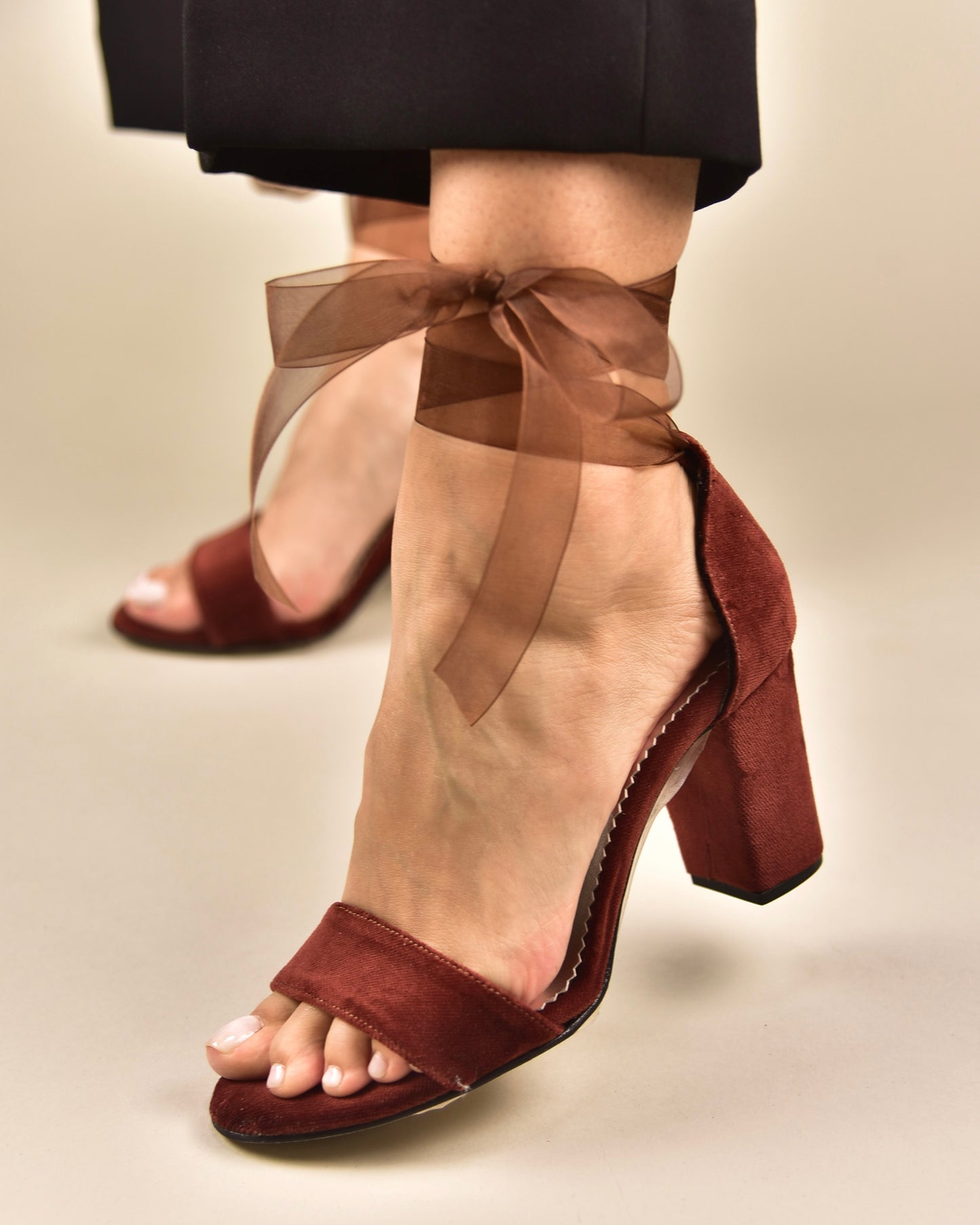 Brown Velvet Wedding Shoes, Tullenia - PinkyPromiseAccs