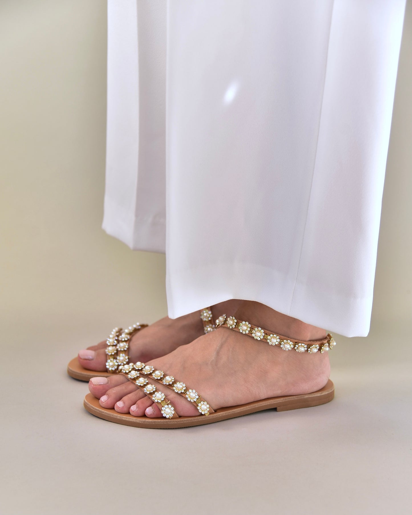 Pearl Wedding Sandals, Flower Scent - PinkyPromiseAccs