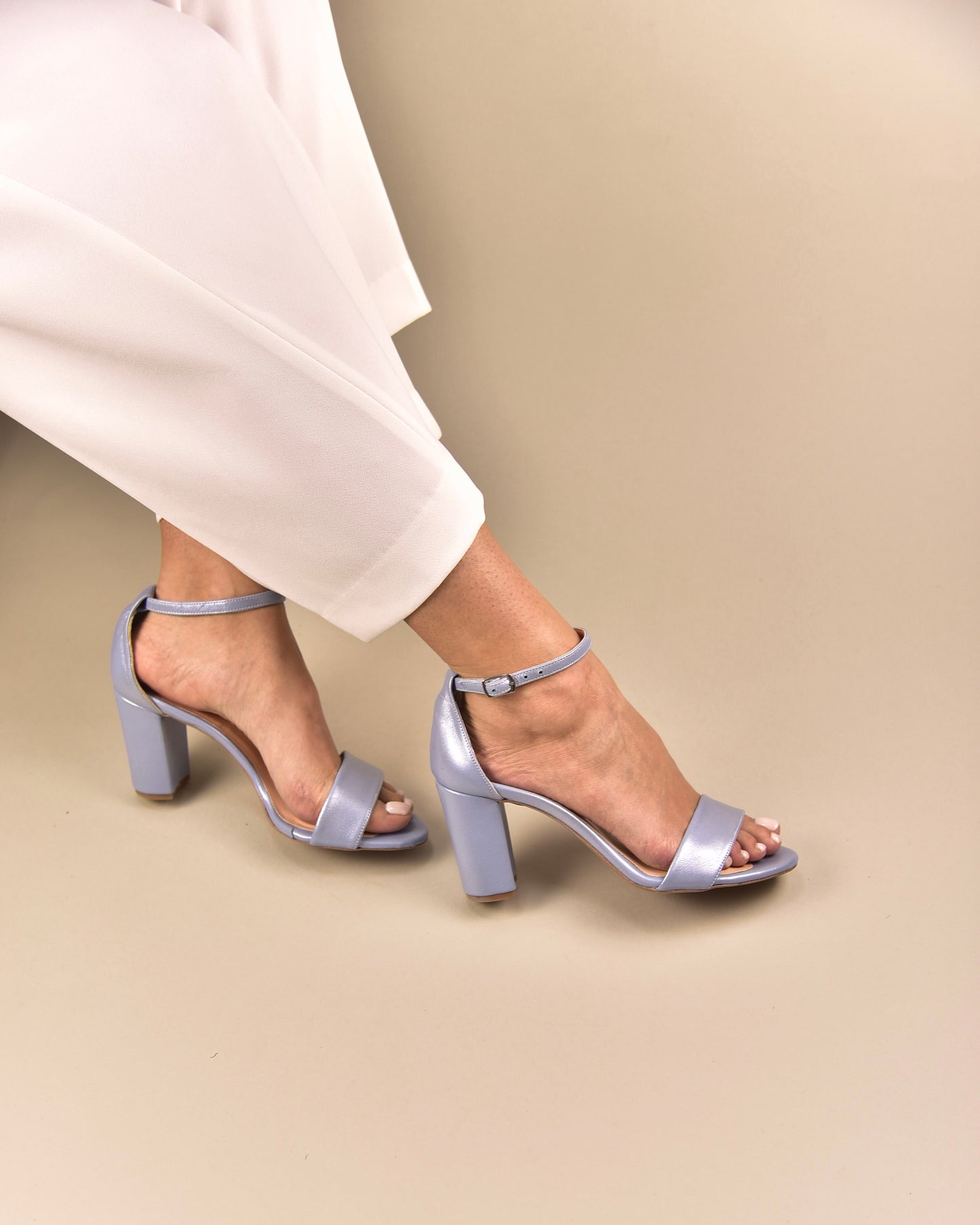Blue Leather Wedding Shoes, Emily - PinkyPromiseAccs