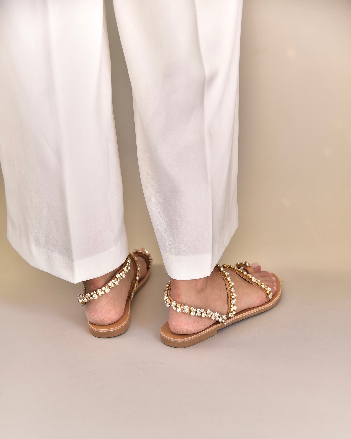 White Beach Wedding Sandals, Diamond Wrap - PinkyPromiseAccs