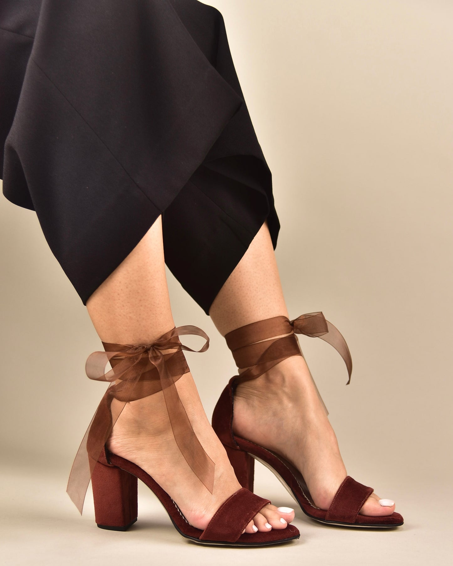 Brown Velvet Wedding Shoes, Tullenia - PinkyPromiseAccs