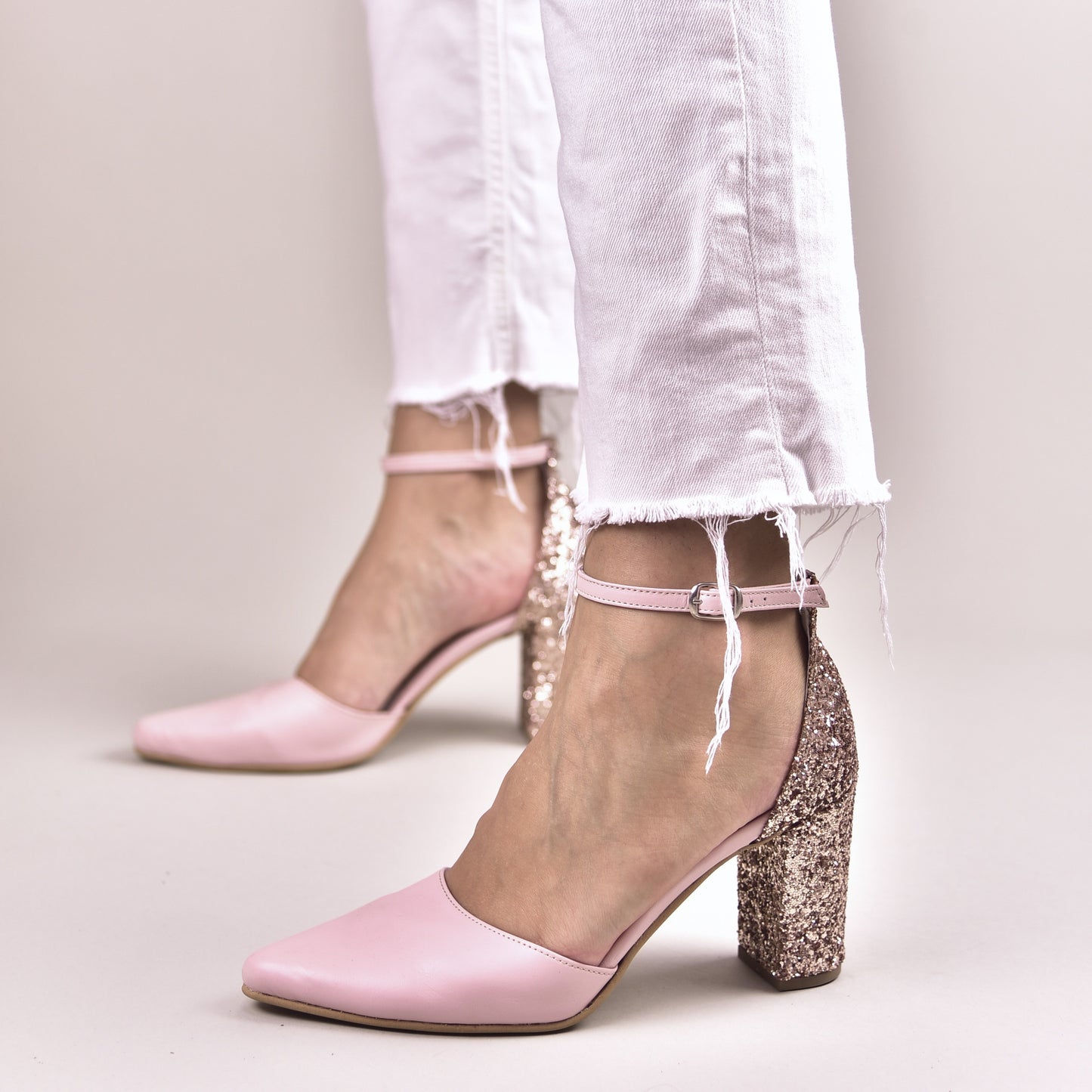 Pink Wedding Shoes with Glitter Heels, Christina - PinkyPromiseAccs