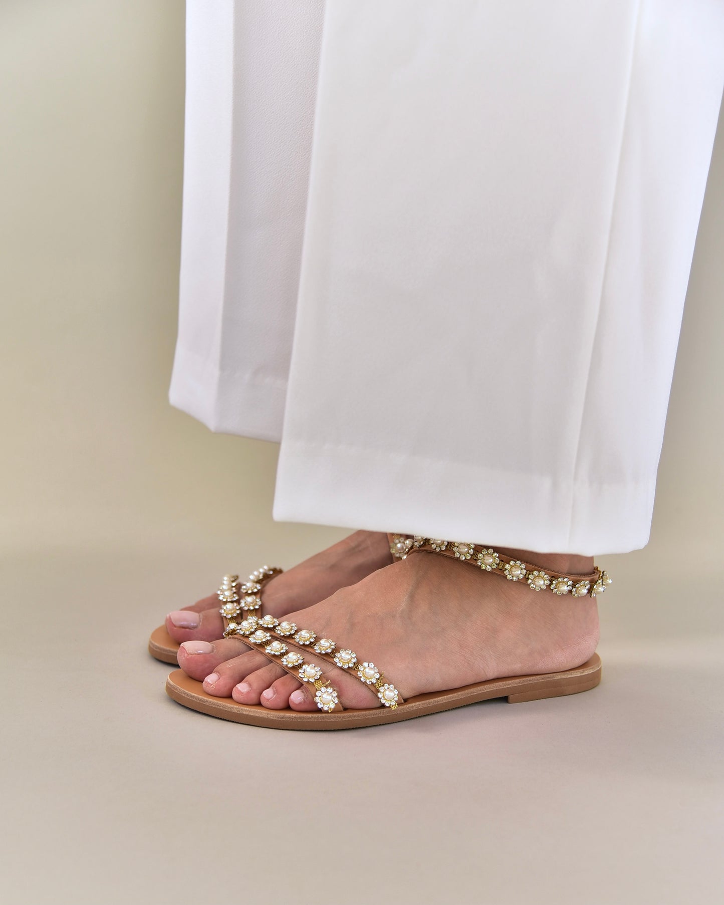 Pearl Wedding Sandals, Flower Scent - PinkyPromiseAccs