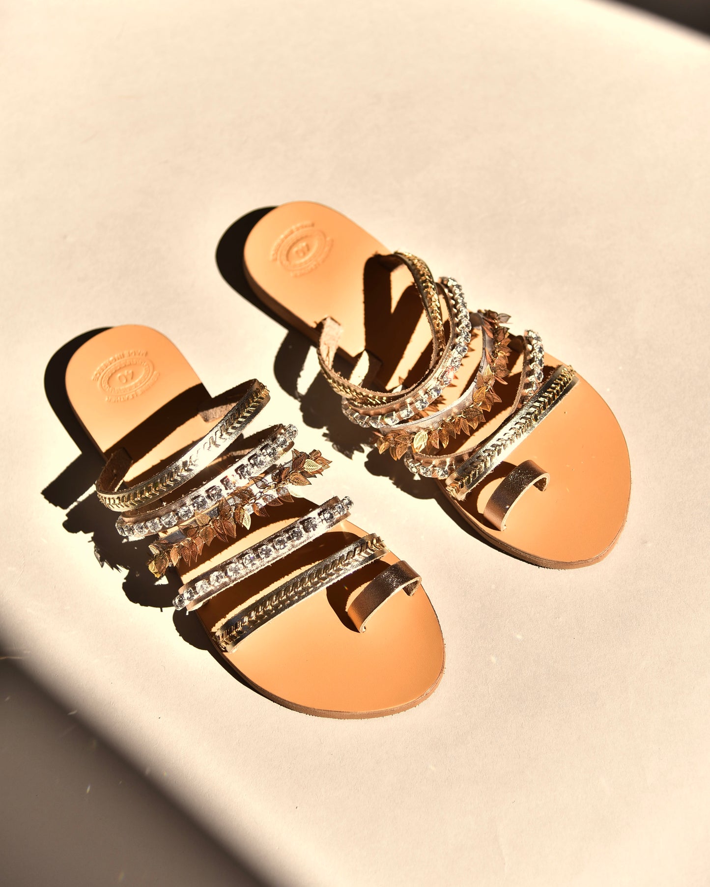Beach Wedding Sandals, Leaves in Glow - PinkyPromiseAccs