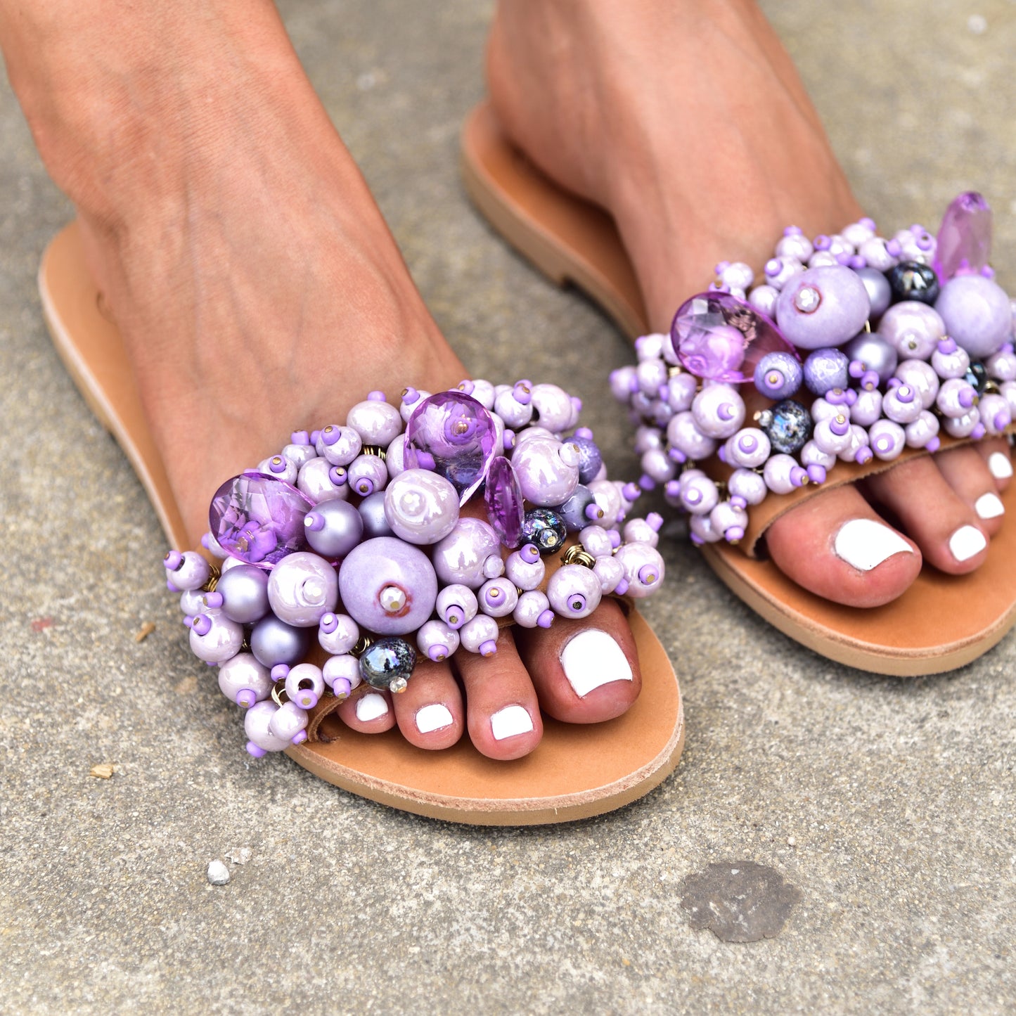 wedding slides, boho sandals
