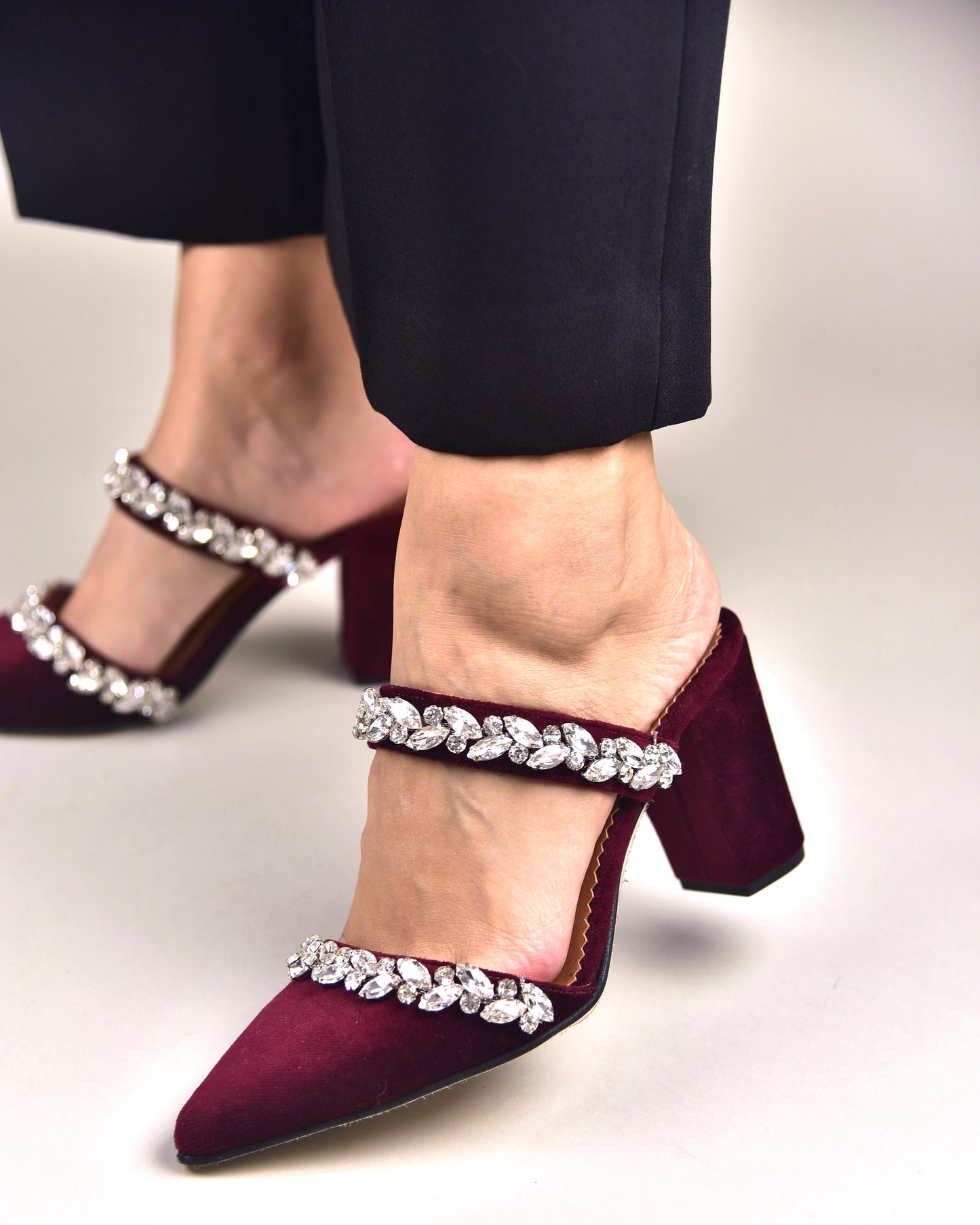 Burgundy Velvet Wedding Shoes, Chloris - PinkyPromiseAccs