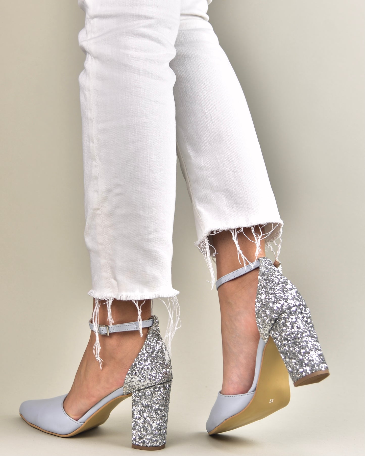 Blue Wedding Shoes with Glitter Heels, Christina - PinkyPromiseAccs