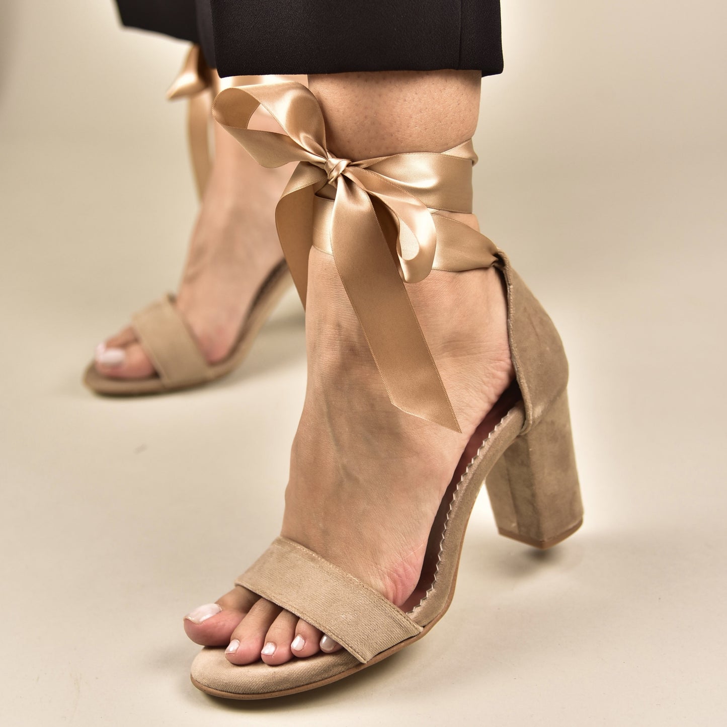 Beige Velvet Wedding Shoes, Tullenia - PinkyPromiseAccs