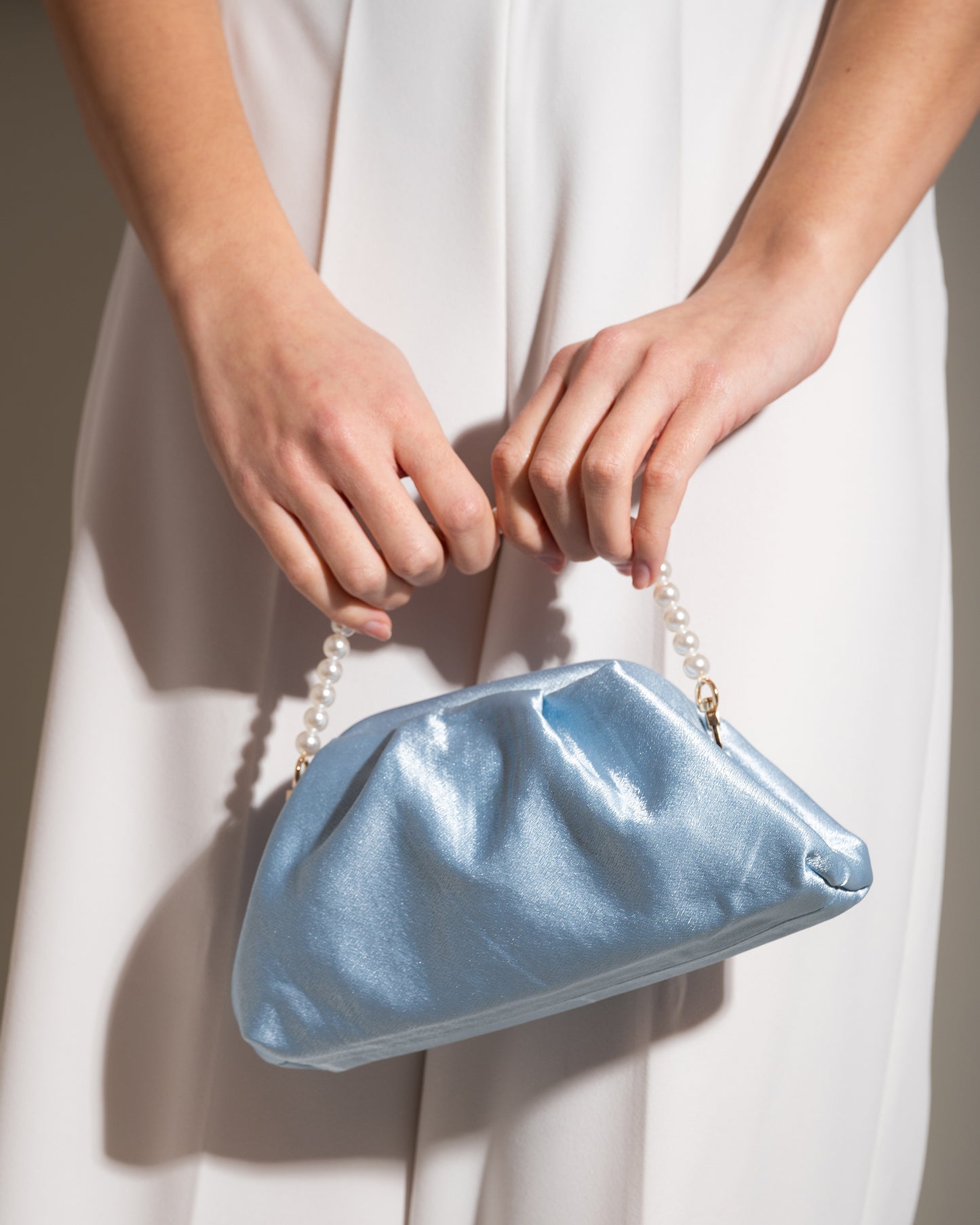 Μπλε Σατέν Γαμήλια Τσάντα, Satin Clutch