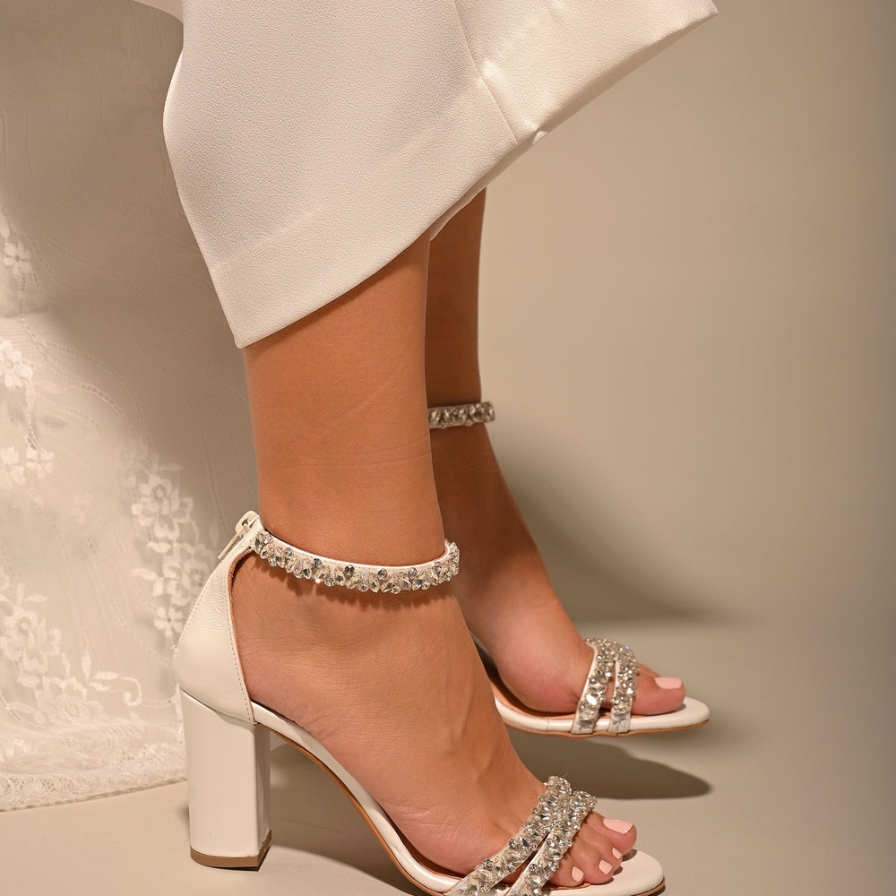 
                  
                    White Leather Wedding Shoes for Bride, Happily Ever After
                  
                