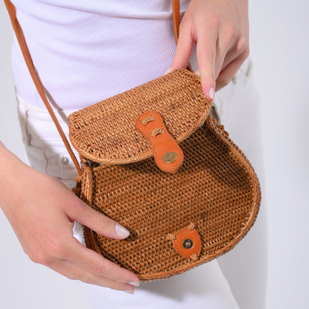 Rattan Crossbody Summer Bag, Sunshine Spirit Satchel