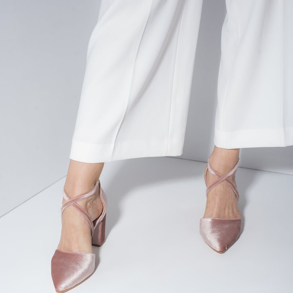 wedding shoes block heel blush pink