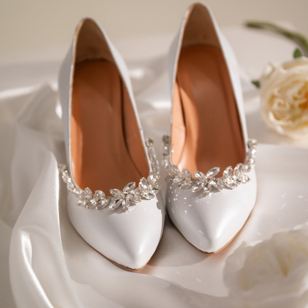 
                  
                    White Leather Bridal Shoes, Serene Heels
                  
                