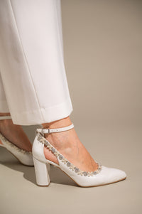 White Leather Wedding Shoes, Diamond Walk