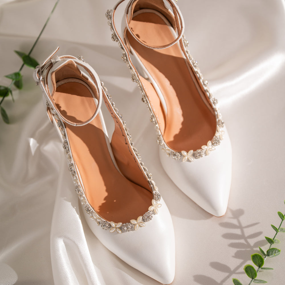 
                  
                    White Leather Wedding Shoes, Diamond Walk
                  
                