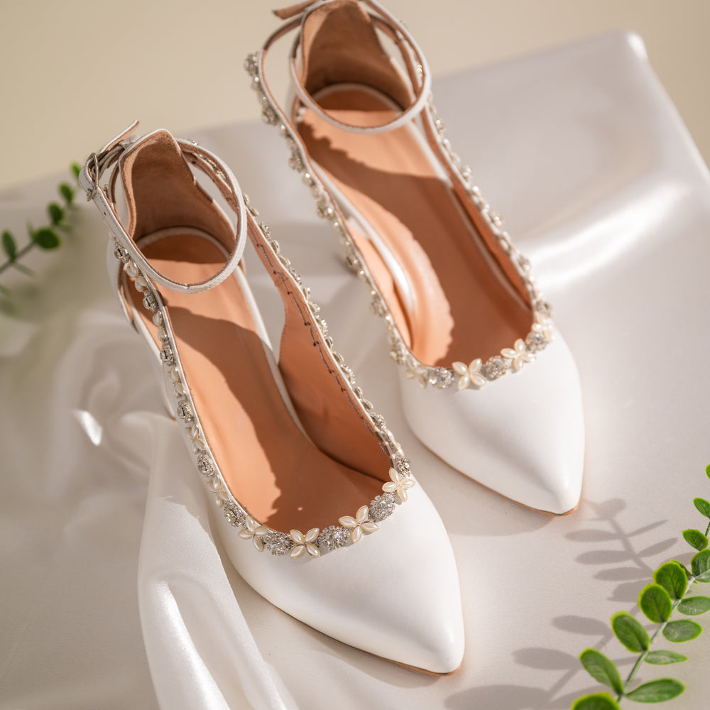 
                  
                    White Leather Wedding Shoes, Diamond Walk
                  
                