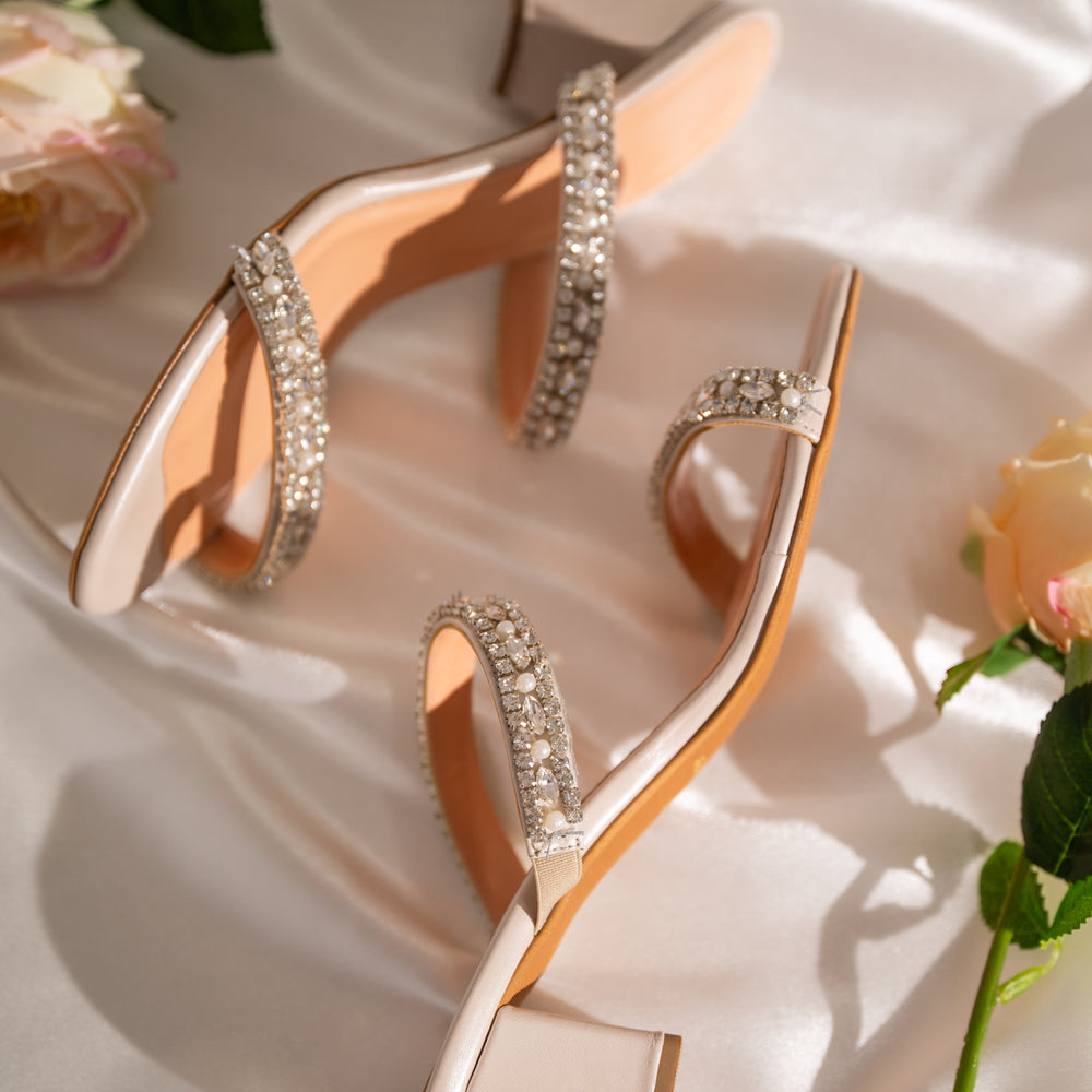 
                  
                    Ivory Pearl Wedding Heels, Cherished Steps
                  
                