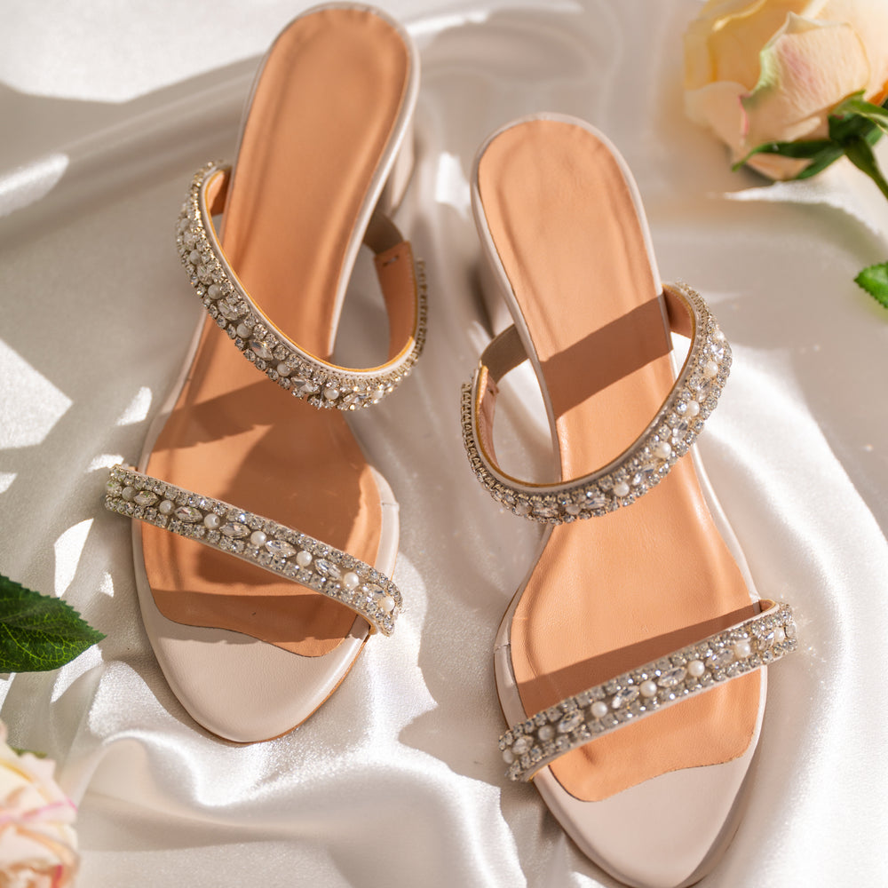 
                  
                    Ivory Pearl Wedding Heels, Cherished Steps
                  
                