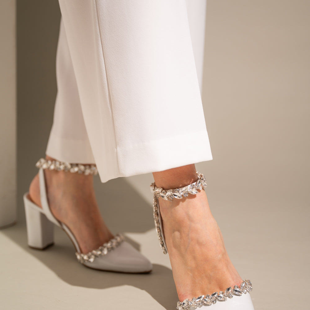 
                  
                    White Leather Wedding Shoes, Dazzling Promise
                  
                