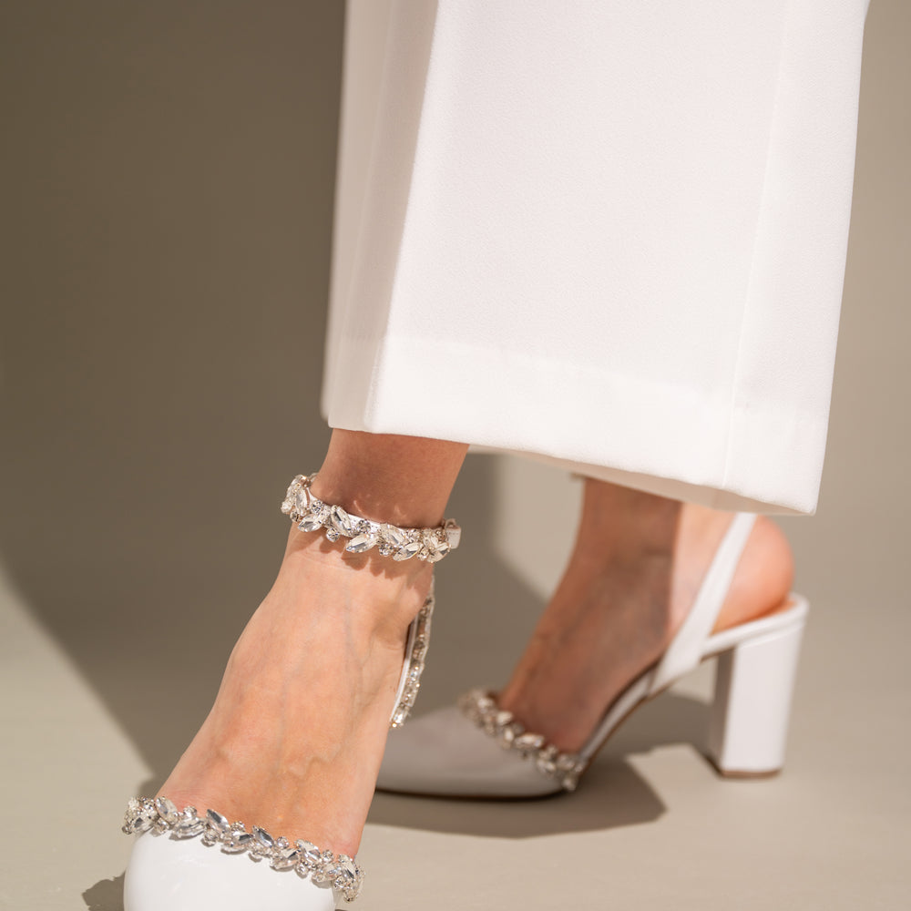 
                  
                    White Leather Wedding Shoes, Dazzling Promise
                  
                