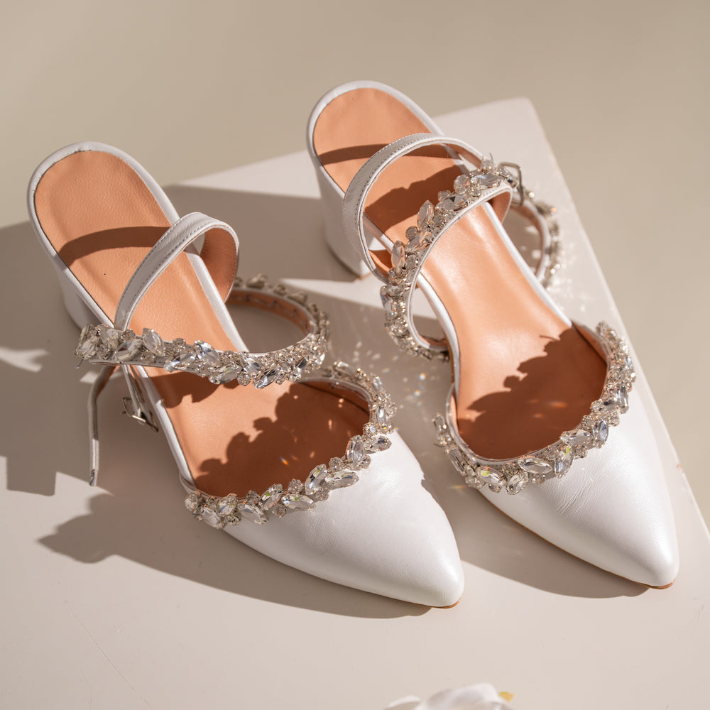 
                  
                    White Leather Wedding Shoes, Dazzling Promise
                  
                