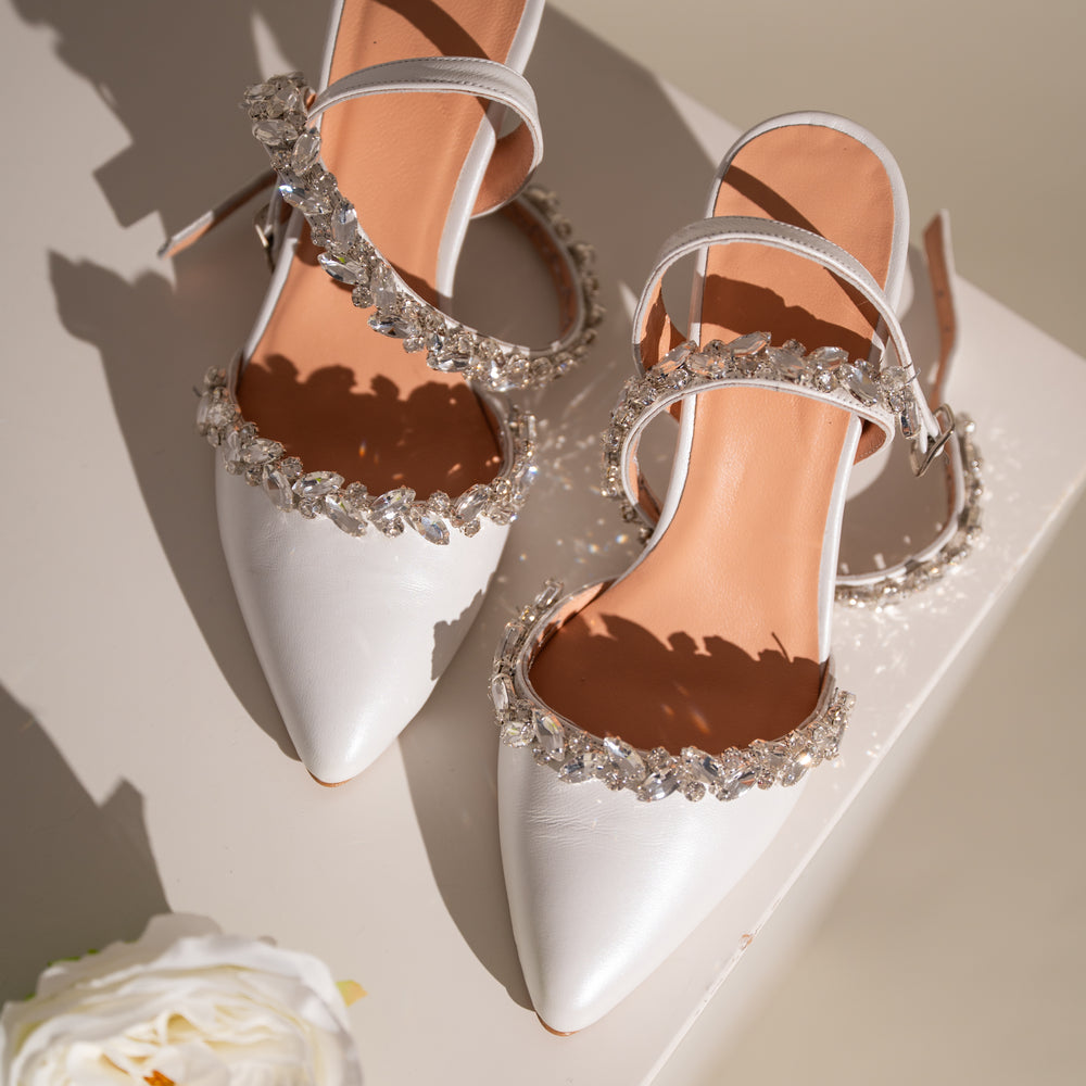 
                  
                    White Leather Wedding Shoes, Dazzling Promise
                  
                