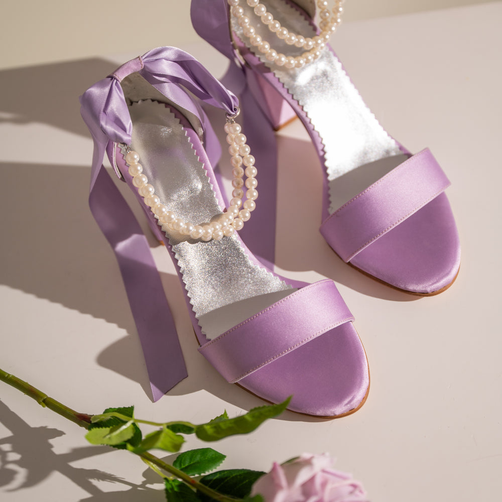 
                  
                    Lilac Satin Wedding Shoes, Pearls in Satin
                  
                