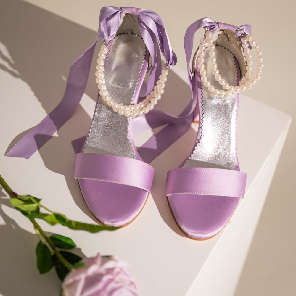 
                  
                    Lilac Satin Wedding Shoes, Pearls in Satin
                  
                